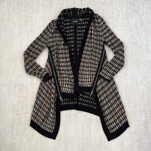 NIC+ZOE Sweaters - Nic + Zoe Cotton Moto Black Sheer Hilo Long Cardigan Sweater L